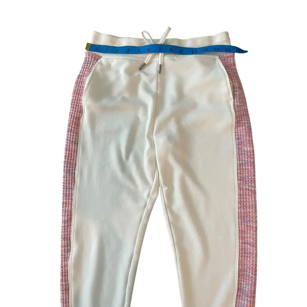 Freely Girls Ivory Joggers Pink Tweed Side Stripe Size L (10-12)
